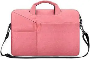 ST02S Waterproof Tear Resistance Hidden Portable Strap One-shoulder Handbag for 14.1 inch Laptops, with Suitcase Belt (Pink)