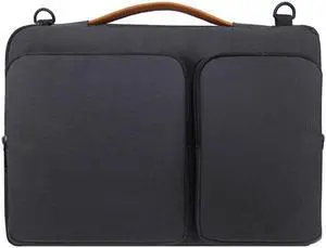 Nylon Waterproof Laptop Handbag Bag for 13-14 inch Laptops with Trunk Trolley Strap (Black)