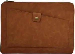 Universal Genuine Leather Business Laptop Tablet Zipper Bag For 13.3 inch and Below (Brown)