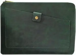 Universal Genuine Leather Business Zipper Laptop Tablet Bag For 12 inch and Below (Green)