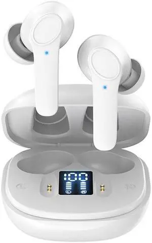 B11 TWS Bluetooth 5.0 Sports Wireless ANC Noise Cancelling In-ear Earphones with Charging Box, Support LED Power Display (White)