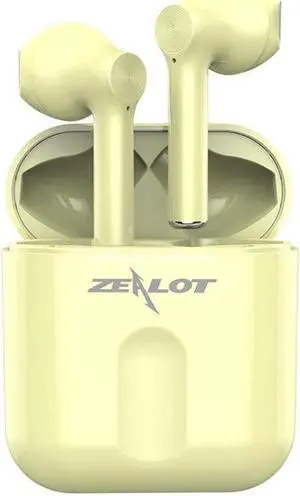 ZEALOT T2 Bluetooth 5.0 TWS Wireless Bluetooth Earphone with Charging Box, Support Touch & Call & Power Display (Yellow)