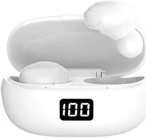 JSM-HKT6 Bluetooth 5.0 TWS Digital Display Mini In-ear Earphone with Call Noise-Cancelling (White)