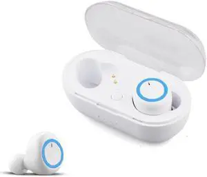 Y50 Sports Outdoor TWS Bluetooth 5.0 Touch Wireless Headphones (White Blue) Black