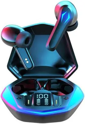 TWS-Y03 Bluetooth 5.2 Zero Delay Game Earphones with LED Digital Display Charging Box (Black)