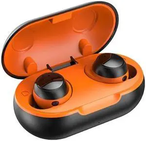 TWS-22 Bluetooth 5.0 In-Ear Sports Waterproof Noise Cancelling Touch Control Mini Headphones (Orange )