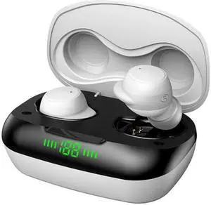 TWS-24 Bluetooth 5.0 Wireless Noise Cancelling Waterproof Touch Control Mini Earphone Support Voice Assistant (White )