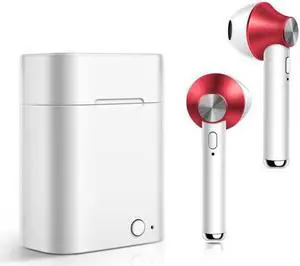 D012 TWS Bluetooth 5.0 Wireless Bluetooth Earphone with Charging Box, Support Voice Prompt & Power Display & HD Call (Red)