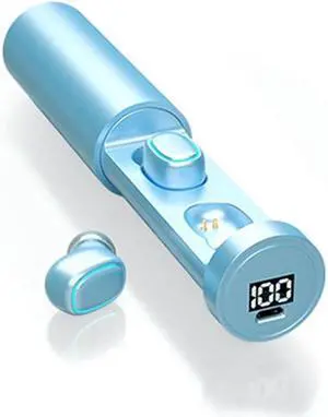 C1 Bluetooth 5.0 TWS Circular Chimney Touch Digital Display True Wireless Bluetooth Earphone with Charging Box (Blue) Black