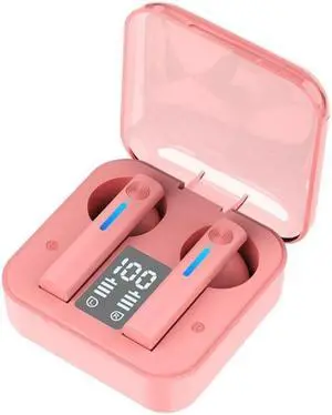 T13 TWS Digital Display Wireless In-Ear Sports Bluetooth Earphones Support Touch Control (Pink)