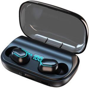 T11 TWS Bluetooth 5.0 Wireless Bluetooth Earphone with Magnetic Attraction Charging Box & LED Intelligent Digital Display & LED Marquee Display, Support Power Bank & Call (Black)