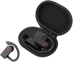 JHO-A9 TWS  Wireless Hanging Ear Type Bluetooth Earphone with Charging + Storage Integrated Zipper Bag, Support Voice Control(Black)