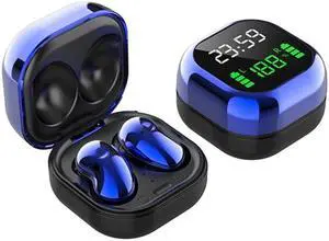 S6 Plus Bluetooth 5.0 TWS Touch Digital Display Mini Clock True Wireless Bluetooth Earphone with Charging Box (Blue) Black