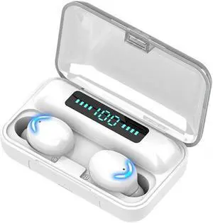 F9-5 Bluetooth 5.0 TWS Wireless Binaural Bluetooth Earphone with Charging Box & Support Call  & LED Digital Display (White)