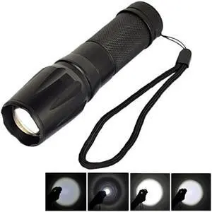 LT-SI CREE XM-L T6 5-Mode White Light LED Flashlight, 2000 LM Adjustable Focus (Black)