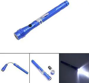 2 PCS 1W Flexible Magnet Camping Fishing Telescopic 360 Degrees Head Flashlight Outdoor Torch Magnetic Pick Up Tool Lamp (Blue) Black