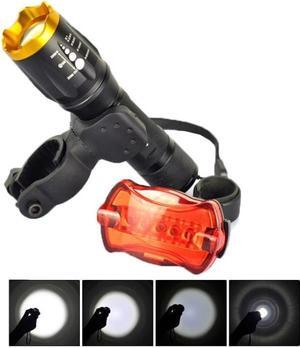 LT-TJ CREE XM-L T6 5-Modes LED Flashlight , 2000 LM Adjustable Focus with Bicycle Tail Light & Mounting Clip