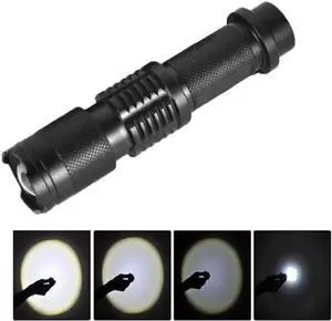 LT-HX CREE XM-L T6 5-Modes White Light LED Flashlight, 2200 LM Mini Telescopic (Black)