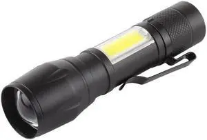 A3 USB Charging Waterproof Zoomable XPE + COB Flashlight with 3-Modes & Clip & Storage Box