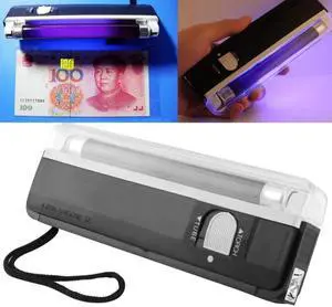 Handheld Blacklight UV Lamp & LED Flashlight, Verify Hidden Security Features On banknotes and Passport(Black)