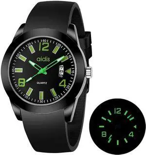 addies MY-1601 Luminous Version Silicone Watchstrap Quartz Watch, Support Calendar L (Green)