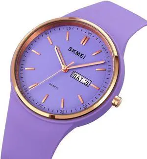 SKMEI 1747 Simple Bar scale Dial Silicone Strap Quartz Watch for Ladies (Purple)