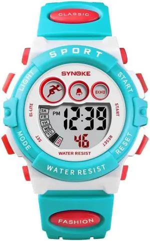 SYNOKE 9802 Children Sports Waterproof Digital Watch (Blue White) Black