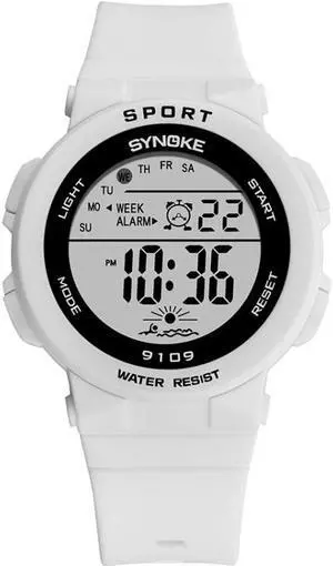 SYNOKE 9109 Student Multifunctional Waterproof Colorful Luminous Electronic Watch (White)