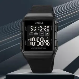 SKMEI 1960 Stainless Steel Buckle Silicone Strap Waterproof Electronic Watch 1960 Blue (Blue) Black