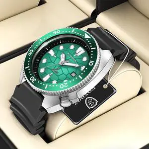 FOXBOX FB0025 Alloy Calendar Watch Luminous Waterproof Rotatable Quartz Watch (Green)