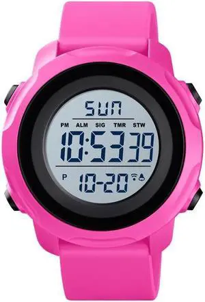 Skmei 1540 Fashion Outdoor Sports Large Dial Student Watch Multi Function Waterproof Mens Electronic Watch (Rose Red)