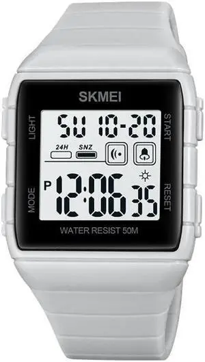 SKMEI 1960 Stainless Steel Buckle Silicone Strap Waterproof Electronic Watch 1960 Light Grey (Light Grey)