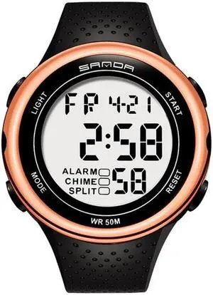 SANDA 375 Watch For Male Students Simple Casual Electronic Watch Sports Waterproof Luminous Watch (Rose Gold)