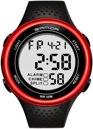 SANDA 375 Watch For Male Students Simple Casual Electronic Watch Sports Waterproof Luminous Watch (Red)