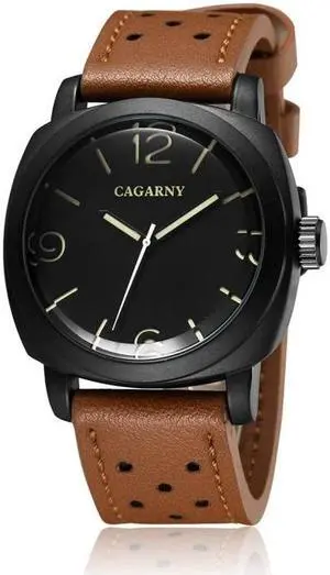 CAGARNY 6833 Fashionable Quartz Three Needles Sport Wrist Watch with Leather Band for Men (Style 2)