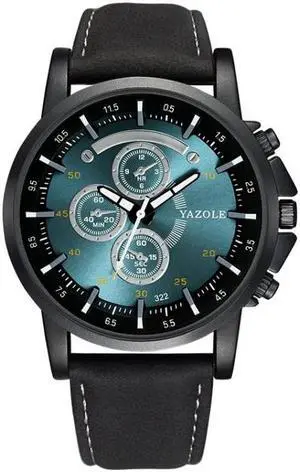 YAZOLE 322 Arabic Numerals Dial Sports Belt Watch Men Luminous Business Quartz Watch (Blue Tray Black Belt)