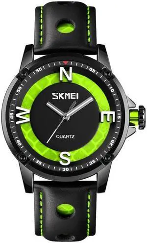 SKMEI 9211 Fashion Sports Stereo Dial Luminous Pointer Creative Watch Business Trend Men Quartz Watch (Green)