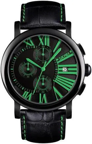 SKMEI 9196 Men Calendar Timing Roman Numeral Dial Quartz Watch (Green)