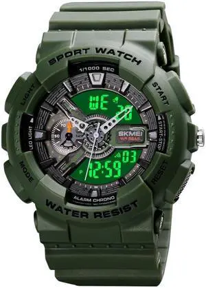SKMEI 1688 LED Dual Time Digital Display + Pointer Luminous Sports Electronic Watch (Army Green)