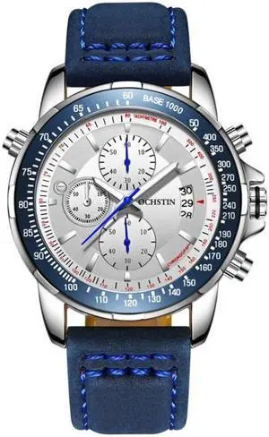 OCHSTIN 6125B Quartz Watch Night Light Waterproof Watch Timing Multi Function Men Watch(Blue) (Blue) Black