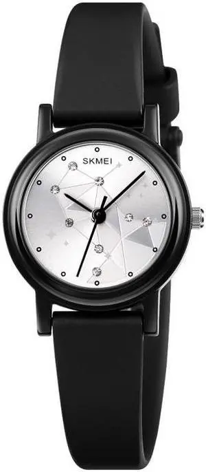 SKMEI 1659 Thin PU Leather Strap Small Dial Quartz Watch for Ladies (Black Shell Constellation Type)