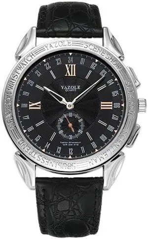 419 YAZOLE Men Fashion Business Leather Band Quartz Wrist Watch (Style 1)