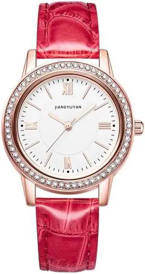 1665JIAYUYAN Fashion  Women Quartz Wrist Watch with PU Leather band and alloy watch case (Red)