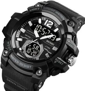 SKMEI 1725 Three Time LED Digital Display Timing Luminous Electronic Watch (Black)
