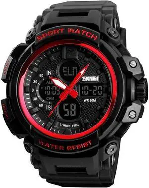 SKMEI 1343 Men Outdoor Sports Waterproof Watch Student Digital Watch (Red Black )