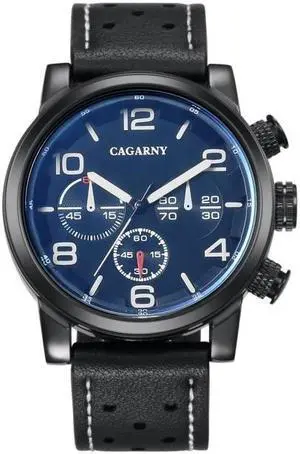 CAGARNY 6829 Life Waterproof Round Dial Alloy Case Fashion Men Quartz Watch with PU Leather Band (Style 1)