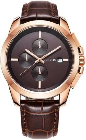 OCHSTIN 6059D Pilot Series Multifunctional Quartz Luminous Men Watch (Rose Gold Coffee)