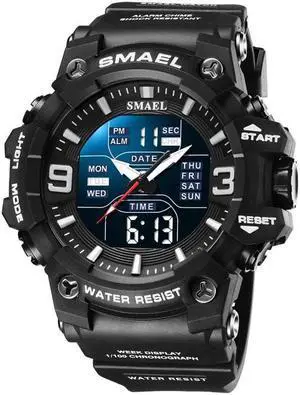 SMAEL 8049 Waterproof Sports Watch Men Multi-function Night Light Electronic Watch (Black)