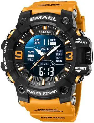 SMAEL 8049 Waterproof Sports Watch Men Multi-function Night Light Electronic Watch (Orange)