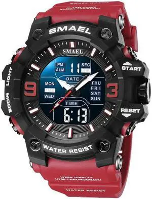 SMAEL 8049 Waterproof Sports Watch Men Multi-function Night Light Electronic Watch (Red)